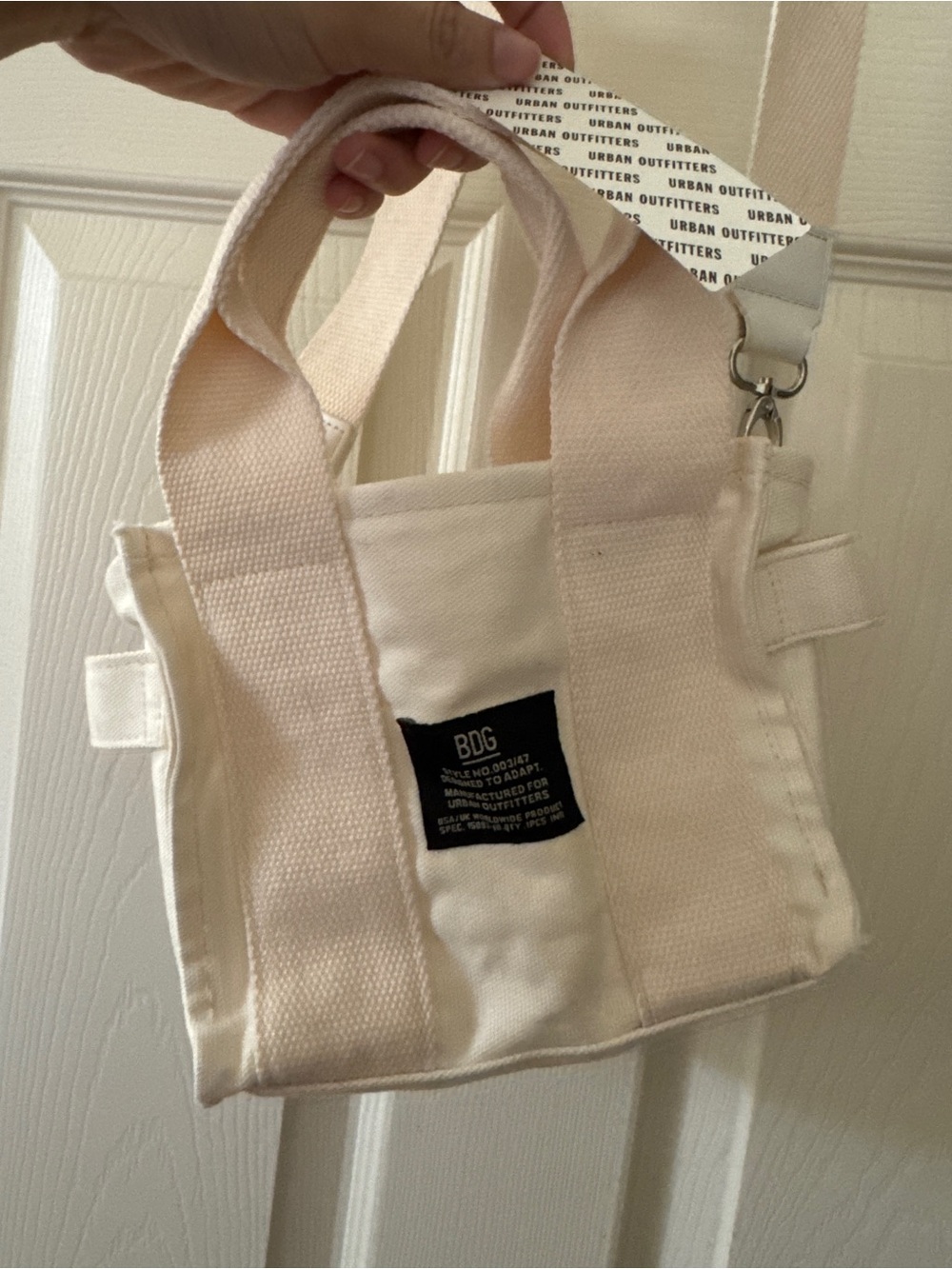 BDG Cream Canvas Mini Tote with Detachable Strap